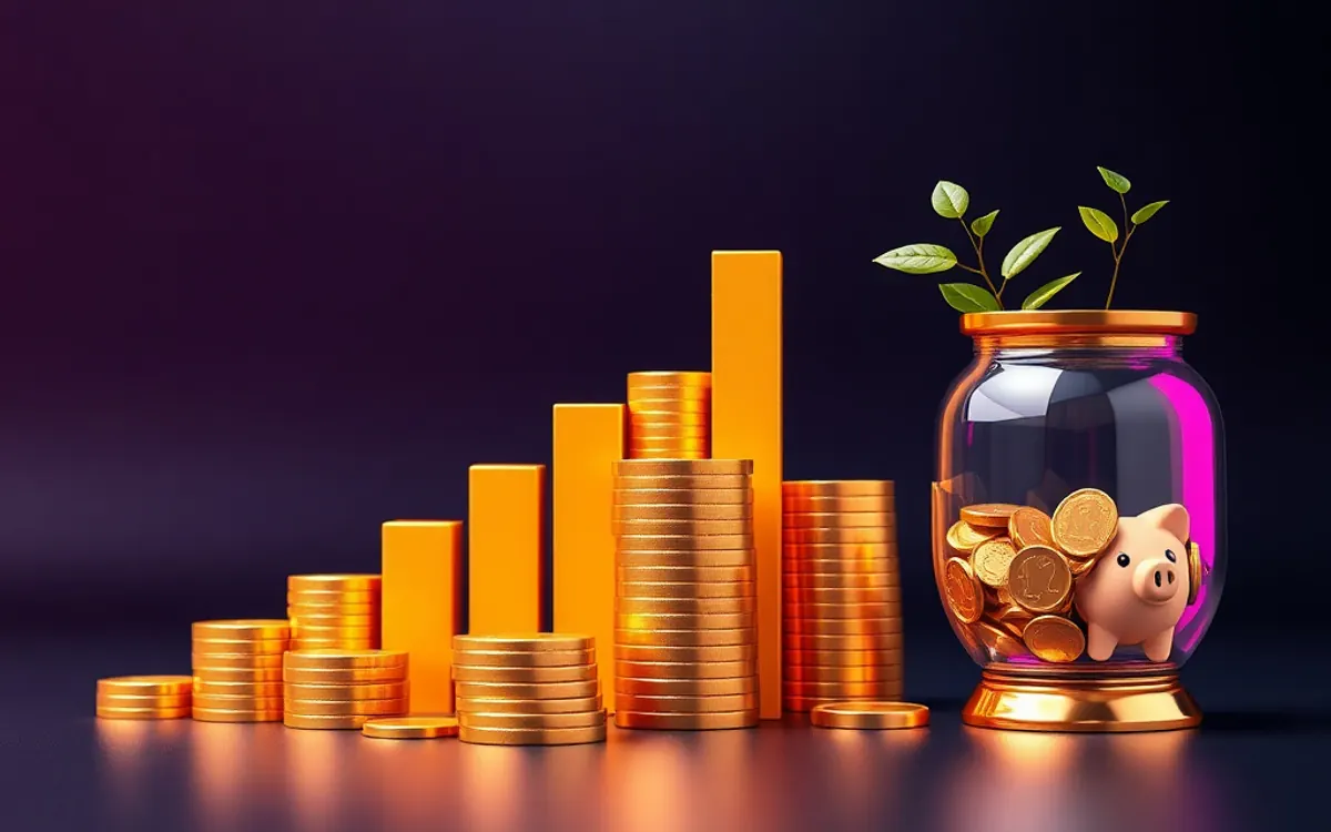 Imagem de um artigo de finanças pessoais sobre dívida, com moedas e um porquinho.